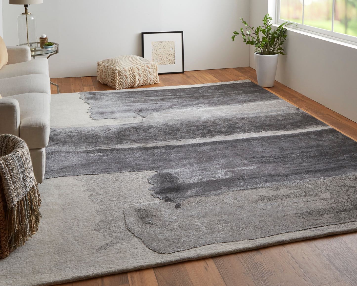 Anya Transitional/Industrial/Casual Gray/Blue/Ivory Accent Rug