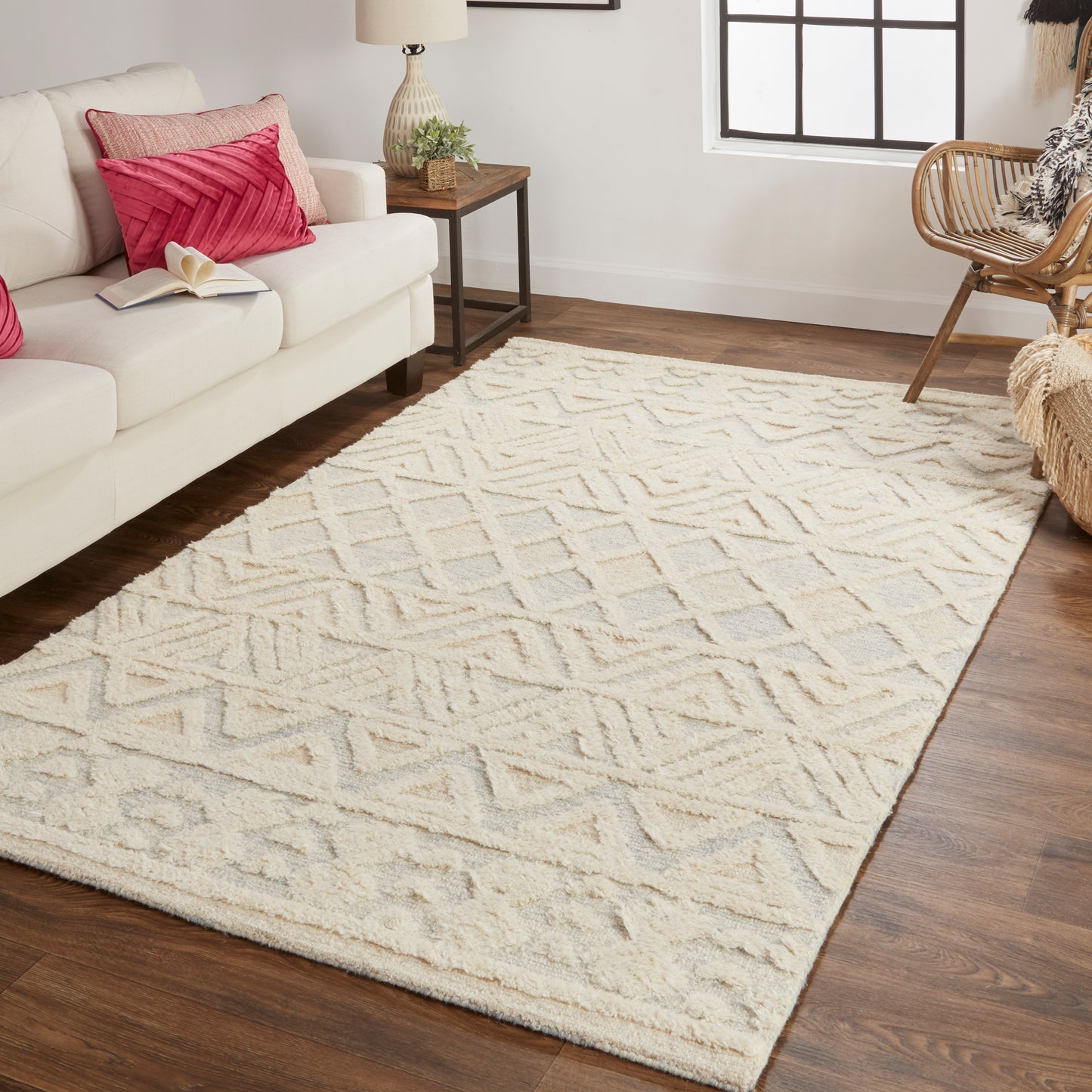 Anica Traditional/Moroccan/Natural Ivory/Blue/Tan Area Rug