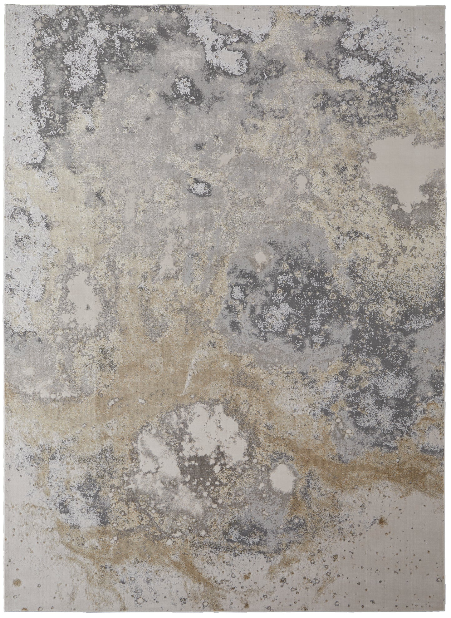 Astra Transitional/Industrial/Casual Gray/Gold/Ivory Accent Rug