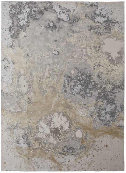 Astra Transitional/Industrial/Casual Gray/Gold/Ivory Accent Rug