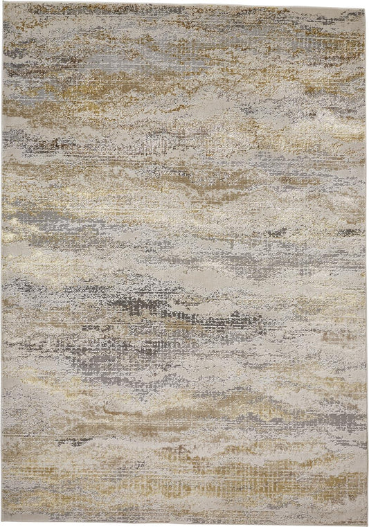 Aura Modern/Industrial Gold/Gray/Ivory Accent Rug