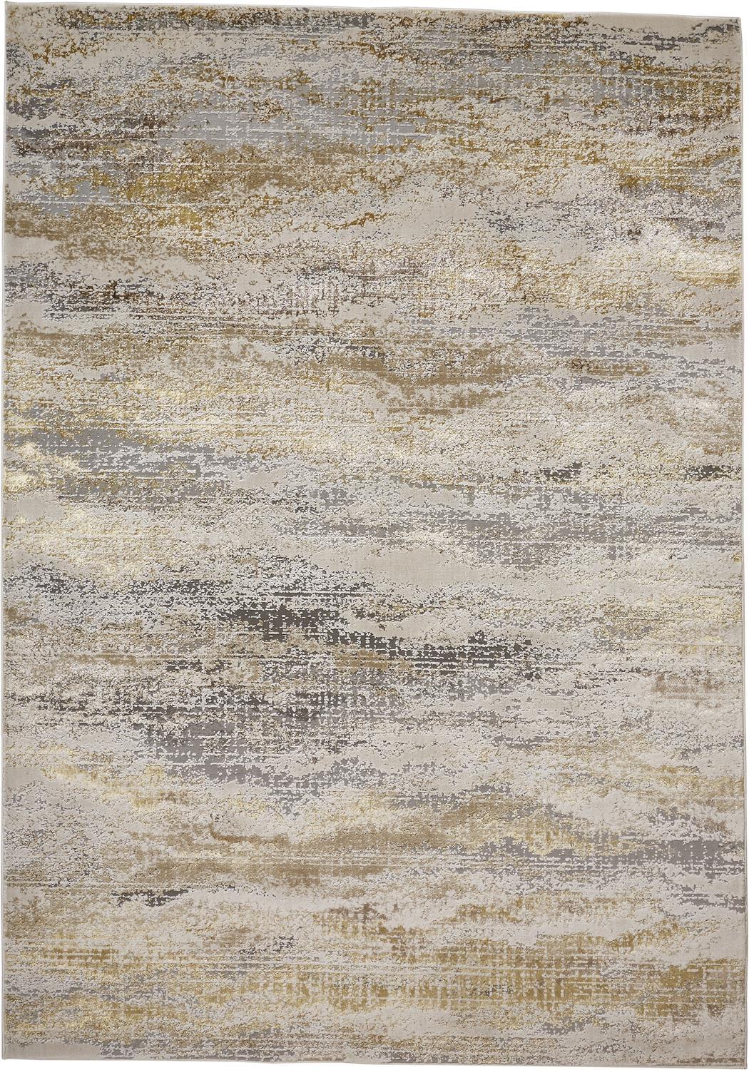 Aura Modern/Industrial Gold/Gray/Ivory Area Rug