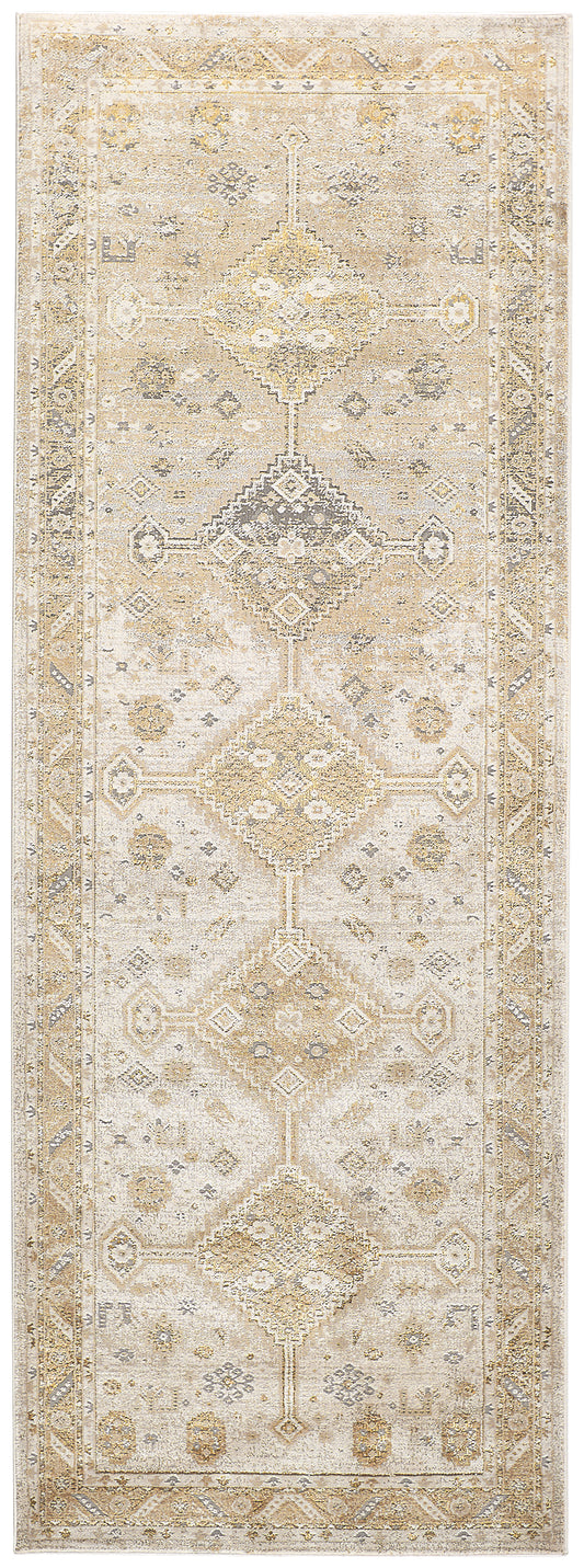 Aura Modern/Vintage/Classic Gold/Ivory Runner  Feizy Rugs Small Parcel,Feizy Rugs,Aura,Gold/Ivory,2'10" x 7'10",Runner,Polyester/Polypropylene,Modern/Vintage/Classic,Turkey