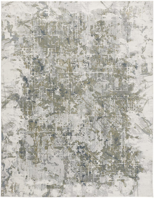 Atwell Transitional/Industrial/Casual Green/Gray/Ivory Accent Rug