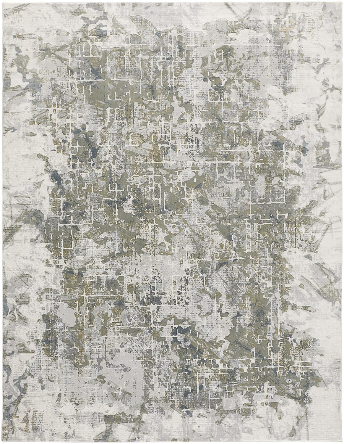 Atwell Transitional/Industrial/Casual Green/Gray/Ivory Area Rug