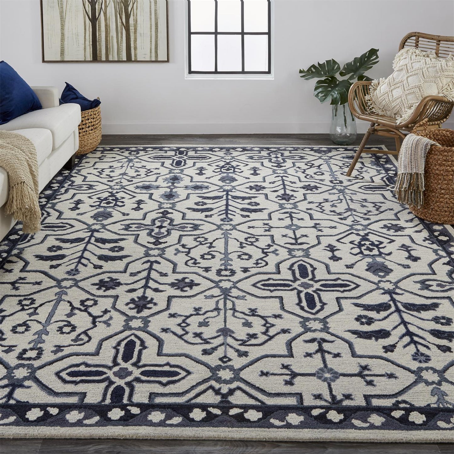 Fallon Traditional/Classic Gray/Blue/Ivory Accent Rug  Feizy Rugs Small Parcel,Feizy Rugs,Fallon,Gray/Blue/Ivory,2' x 3',Accent Rug,Wool,Traditional/Classic,India