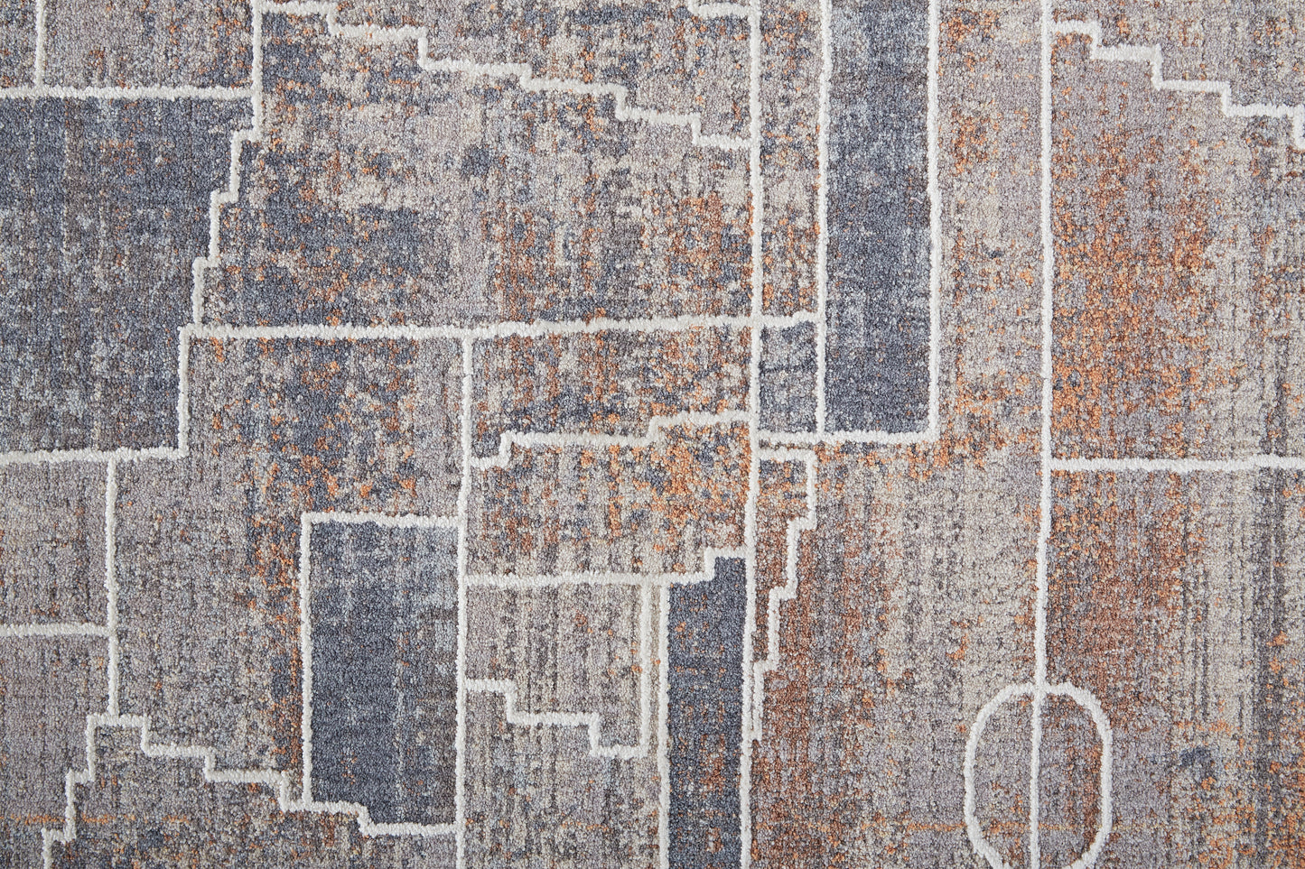 Francisco Transitional/Southwestern/Moroccan Blue/Gray/Orange Area Rug