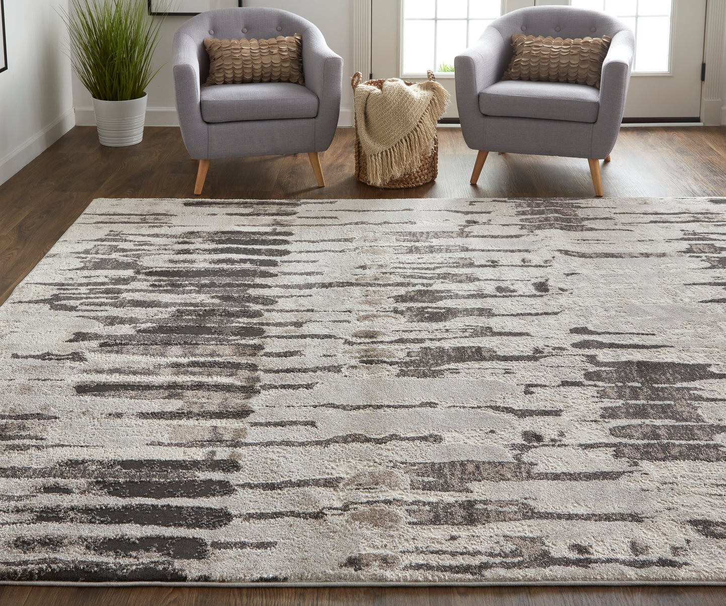 Vancouver Modern/Bohemian & Eclectic Ivory/Brown/Gray Runner  Feizy Rugs Small Parcel,Feizy Rugs,Vancouver,Ivory/Brown/Gray,2'10" x 7'10",Runner,Polypropylene/Polyester,Modern/Bohemian & Eclectic,Turkey