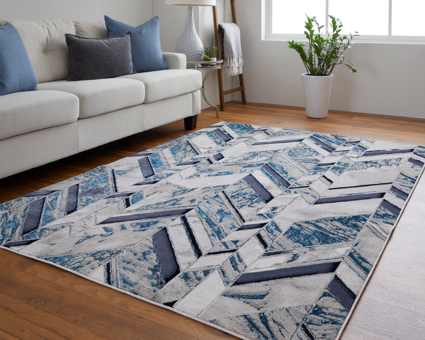 Indio Modern/Casual/Nautical & Coastal Ivory/Blue/Gray Runner  Feizy Rugs Small Parcel,Feizy Rugs,Indio,Ivory/Blue/Gray,2'10" x 7'10",Runner,Polyester/Polypropylene,Modern/Casual/Nautical & Coastal,Turkey