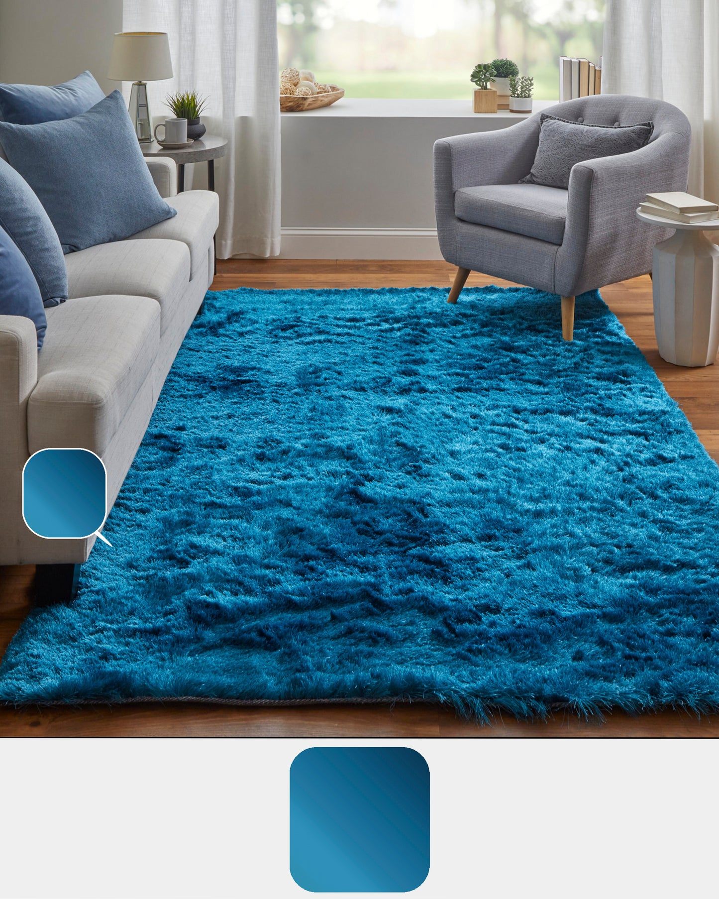 Indochine Modern/Luxury & Glam/Casual Blue Accent Rug  Feizy Rugs Small Parcel,Feizy Rugs,Indochine,Blue,3'6" x 5'6",Accent Rug,Polyester,Modern/Luxury & Glam/Casual,China