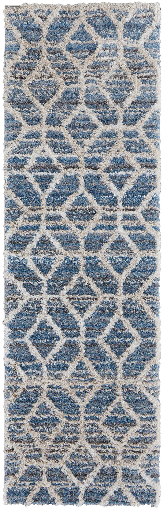 Mynka Transitional/Bohemian & Eclectic/Farmhouse Blue/Ivory Runner  Feizy Rugs Small Parcel,Feizy Rugs,Mynka,Blue/Ivory,2'6" x 8',Runner,Polyester,Transitional/Bohemian & Eclectic/Farmhouse,Turkey