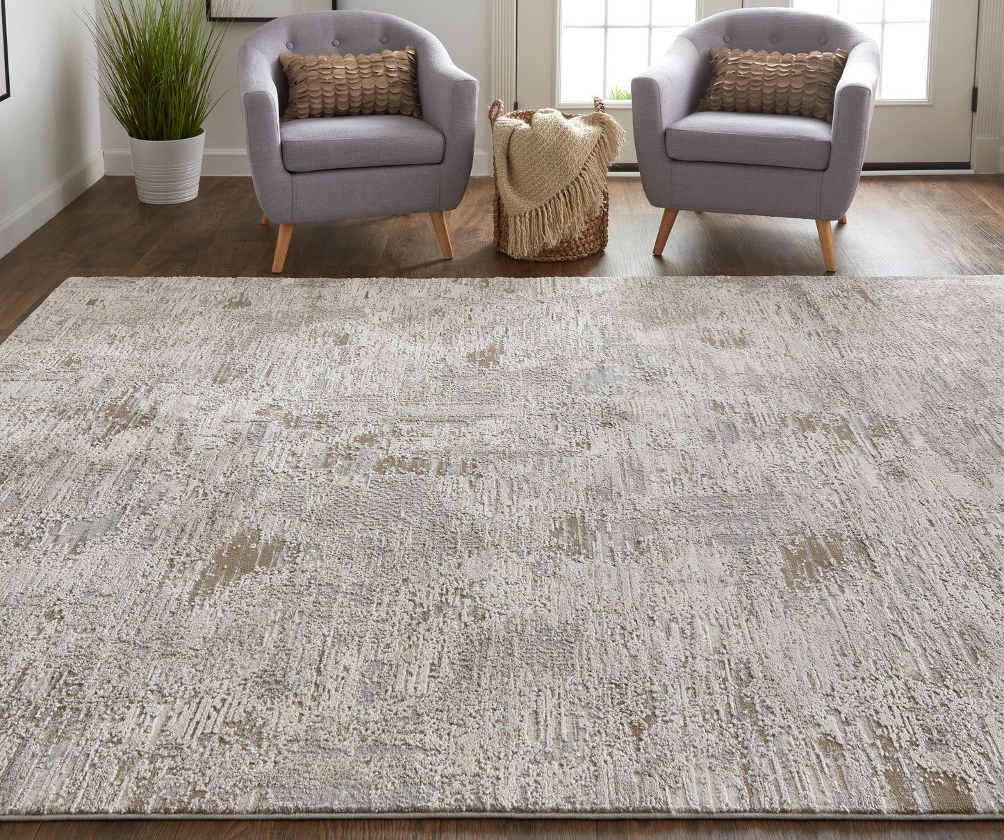 Vancouver Modern/Industrial Ivory/Gray/Tan Runner  Feizy Rugs Small Parcel,Feizy Rugs,Vancouver,Ivory/Gray/Tan,2'10" x 7'10",Runner,Polypropylene/Polyester,Modern/Industrial,Turkey