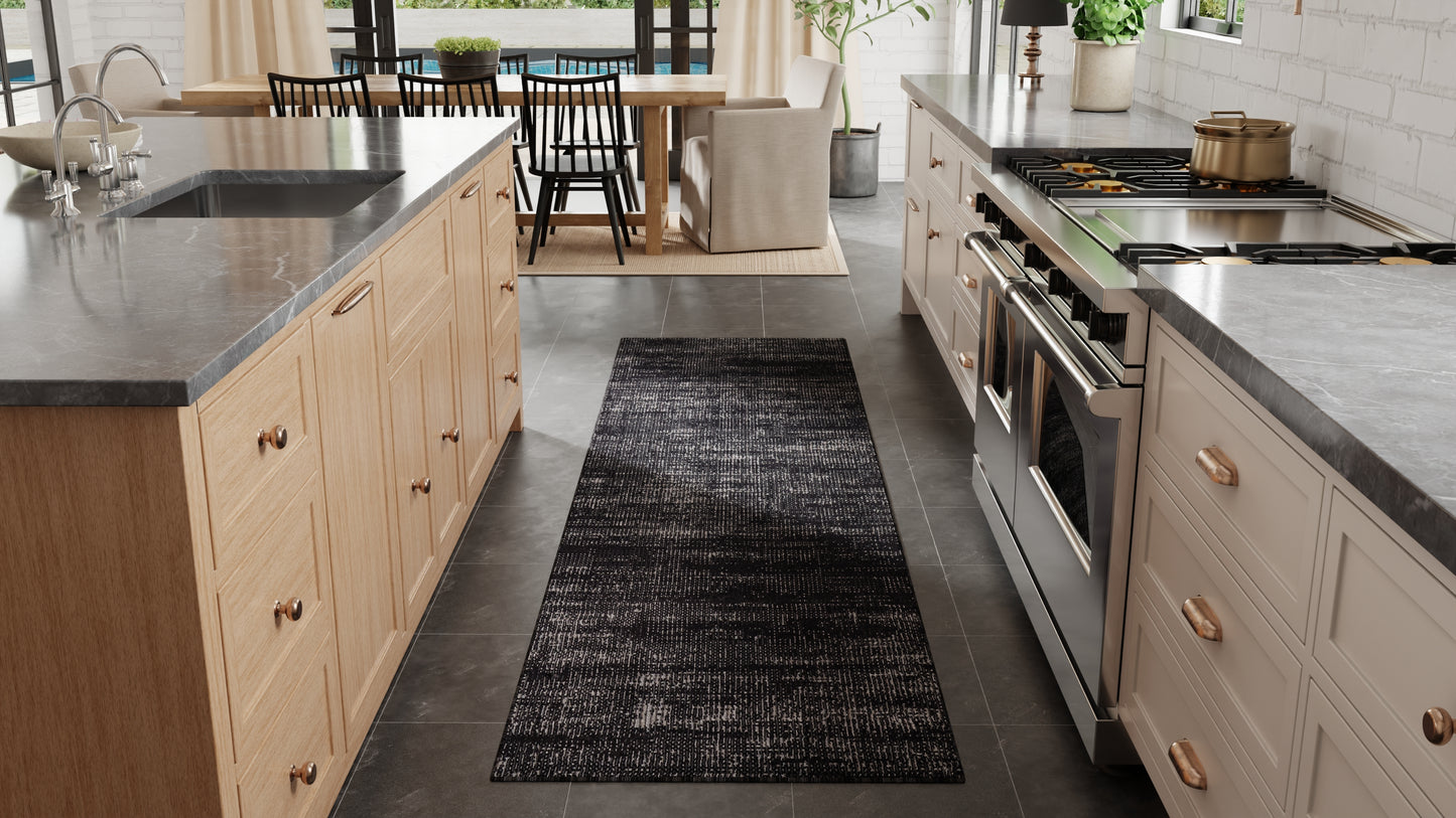 Deja Modern/Casual Black/Silver/Gray Runner  Feizy Rugs Small Parcel,Feizy Rugs,Deja,Black/Silver/Gray,2'6" x 7'3",Runner,Polypropylene/Polyester,Modern/Casual,Turkey