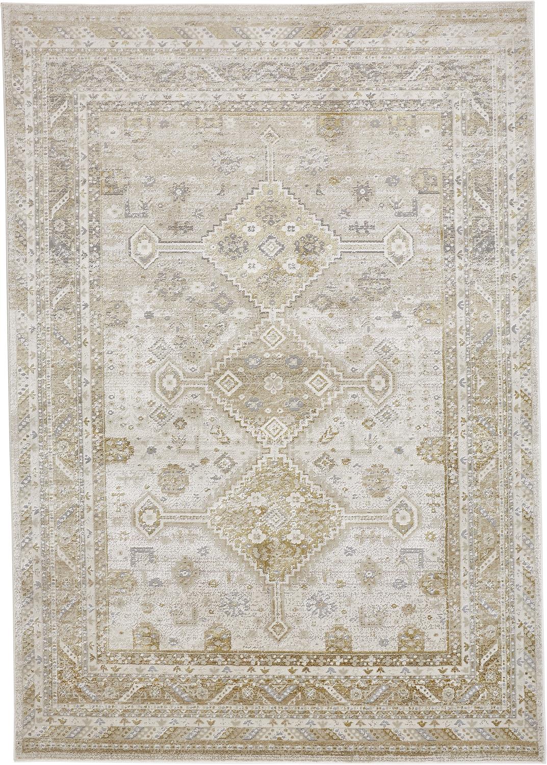 Aura Modern/Vintage/Classic Gold/Ivory Accent Rug