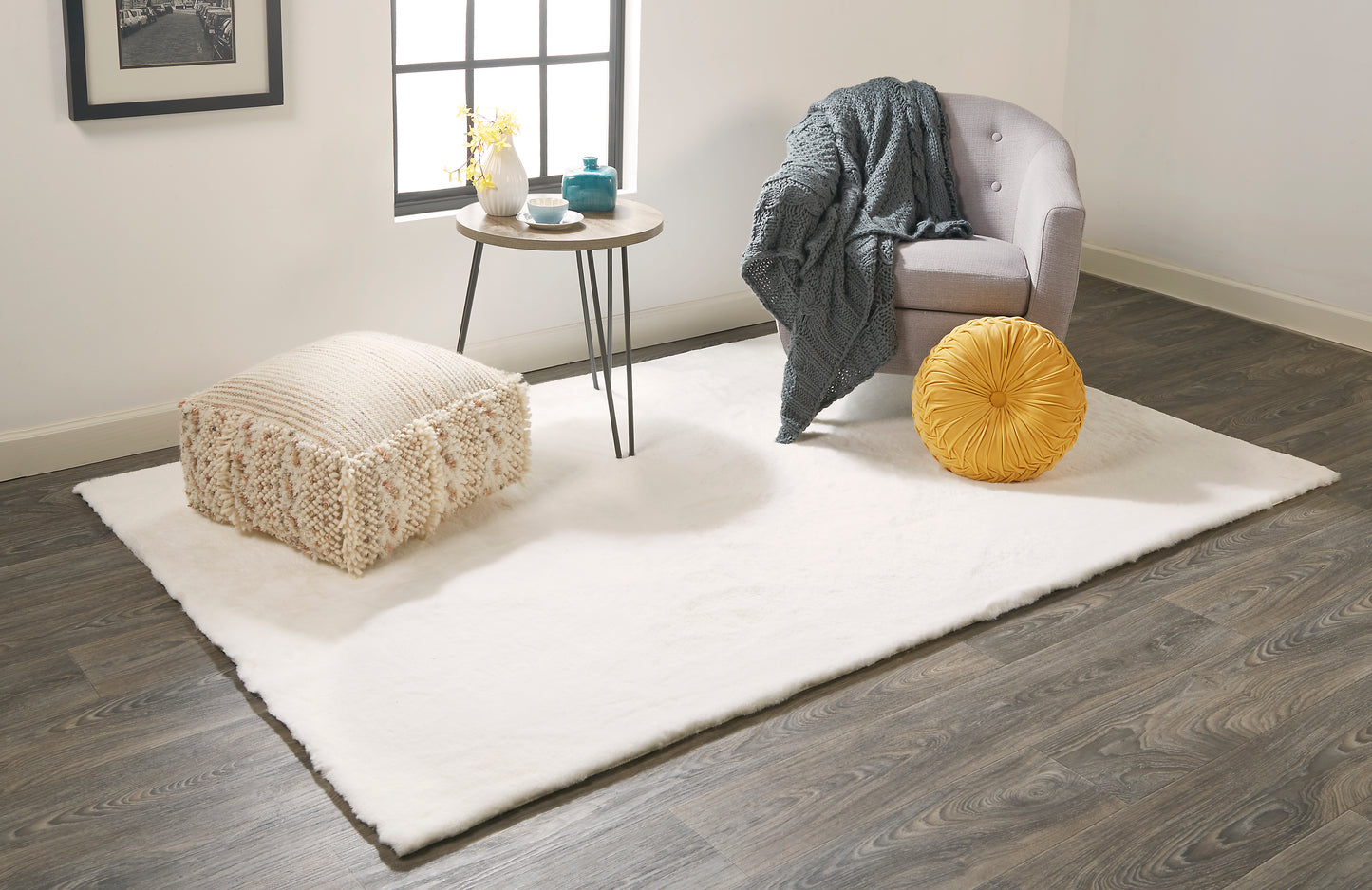 Luxe Velour Modern/Casual/Rustic White Area Rug  Feizy Rugs Small Parcel,Feizy Rugs,Luxe Velour,White,5' x 7',Area Rug,Polyester,Modern/Casual/Rustic,China