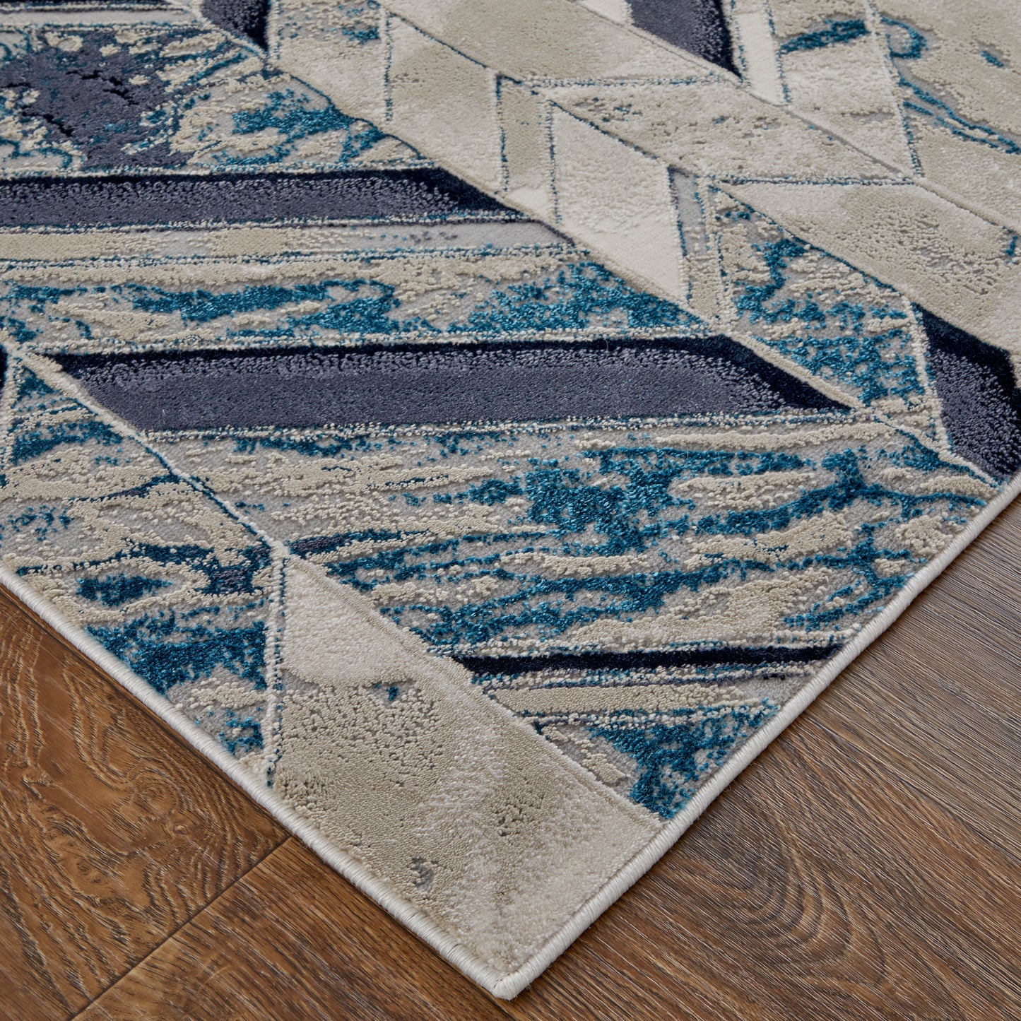 Indio Modern/Casual/Nautical & Coastal Ivory/Blue/Gray Runner  Feizy Rugs Small Parcel,Feizy Rugs,Indio,Ivory/Blue/Gray,2'10" x 7'10",Runner,Polyester/Polypropylene,Modern/Casual/Nautical & Coastal,Turkey