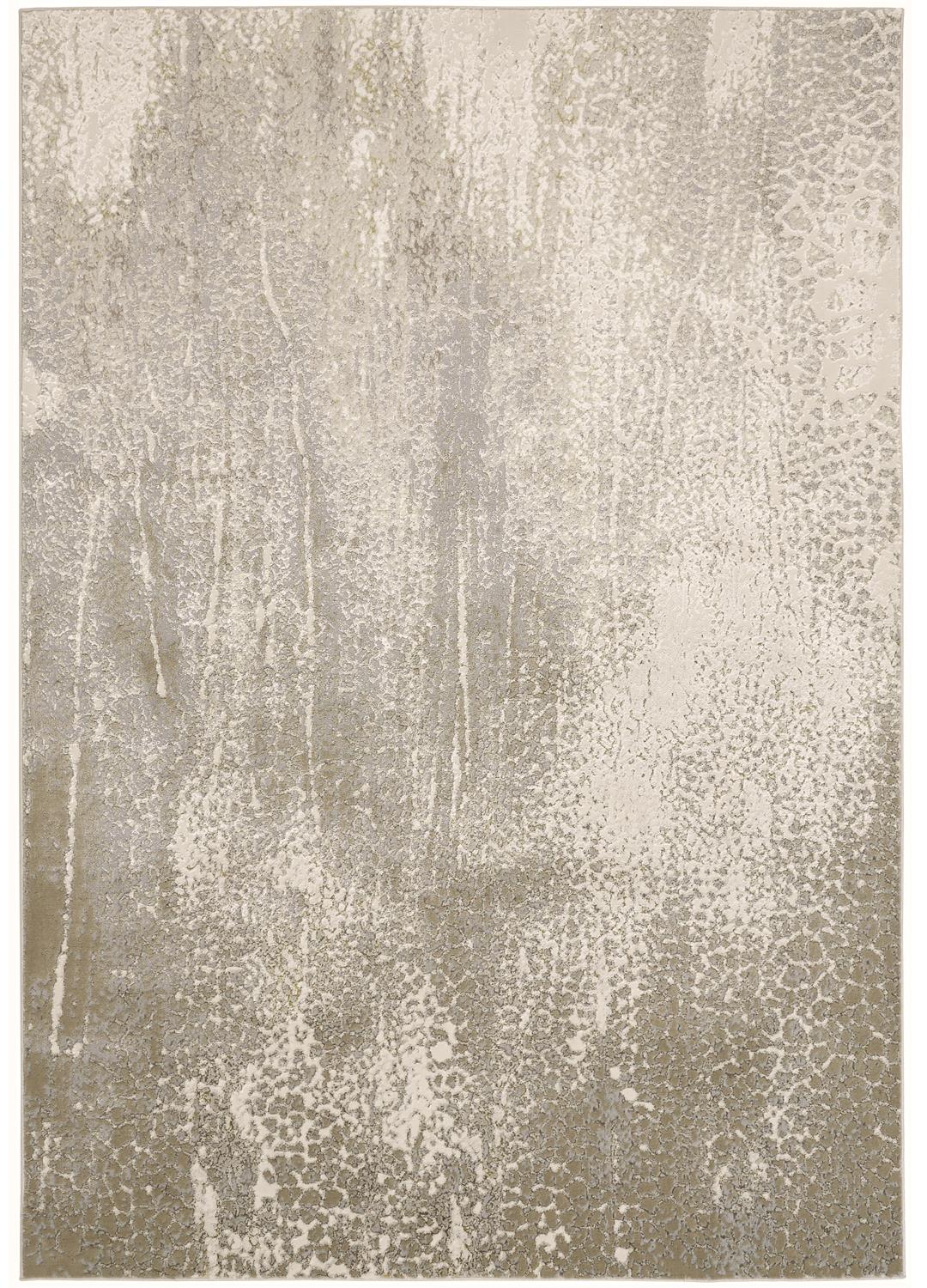 Aura Modern/Industrial/Casual Ivory/Gray/Gold Area Rug