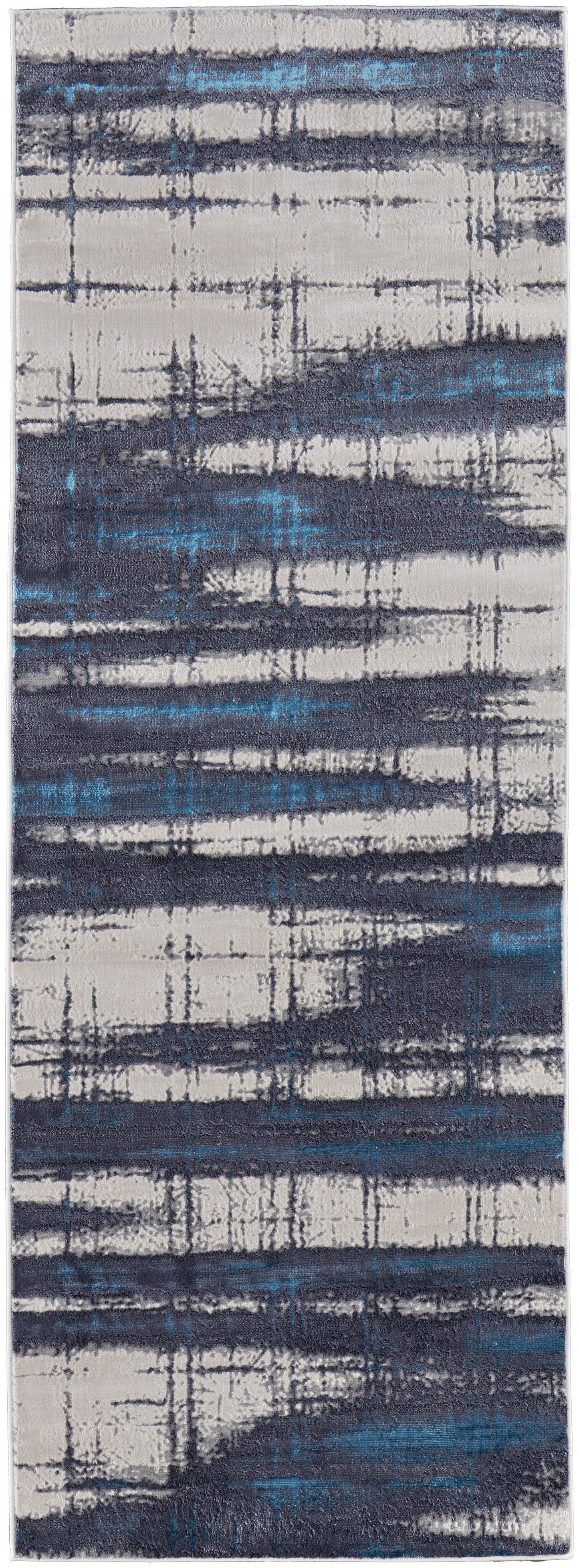 Indio Modern/Industrial/Casual Ivory/Blue/Gray Runner  Feizy Rugs Small Parcel,Feizy Rugs,Indio,Ivory/Blue/Gray,2'10" x 7'10",Runner,Polyester/Polypropylene,Modern/Industrial/Casual,Turkey