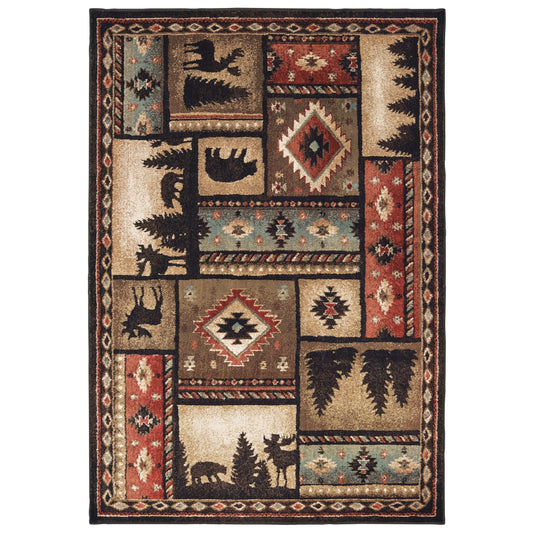 WOODLANDS 1041C Black Rug - ORIENTAL WEAVERS