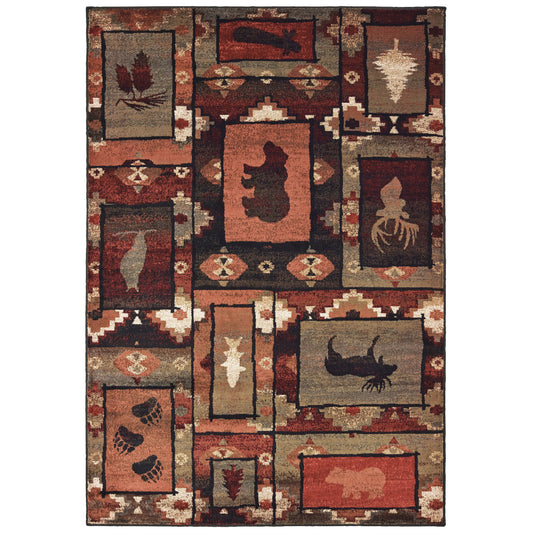 WOODLANDS 9601D Brown Rug - ORIENTAL WEAVERS