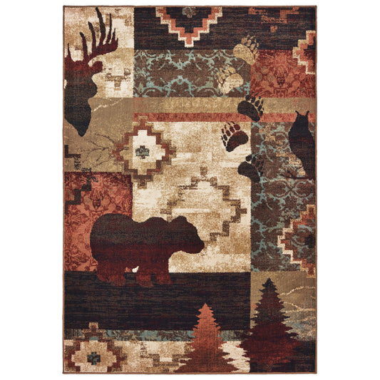 WOODLANDS 9649A Brown Rug - ORIENTAL WEAVERS