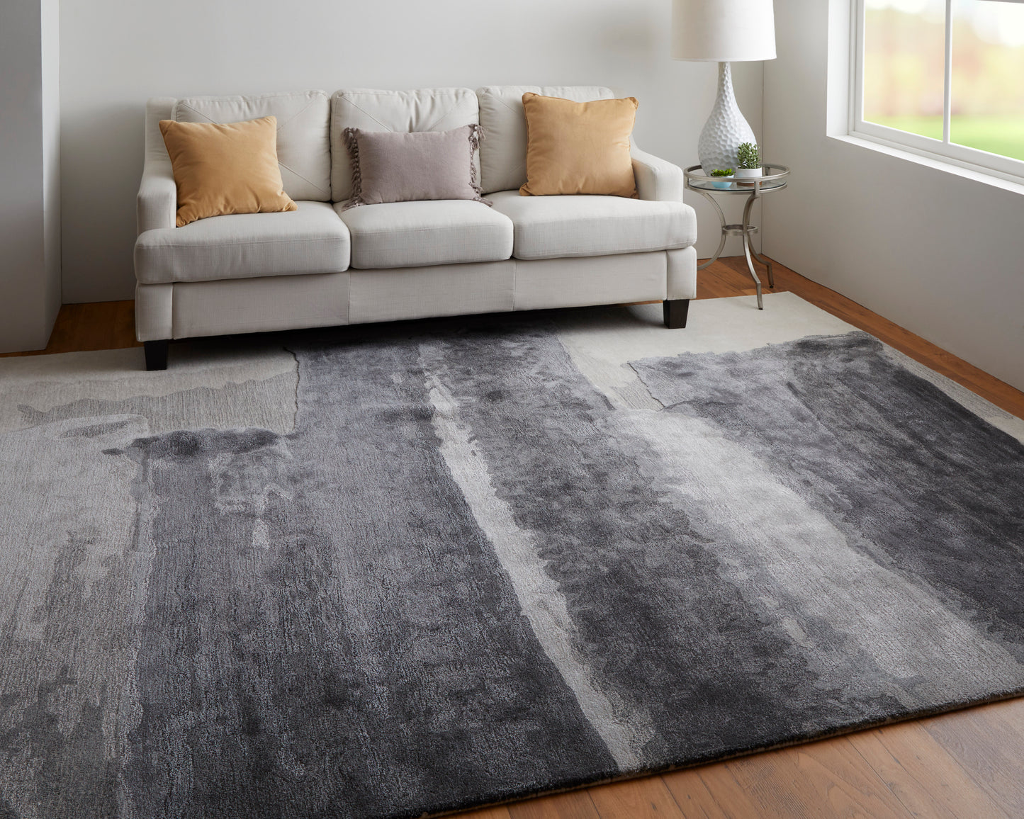 Anya Transitional/Industrial/Casual Gray/Blue/Ivory Accent Rug