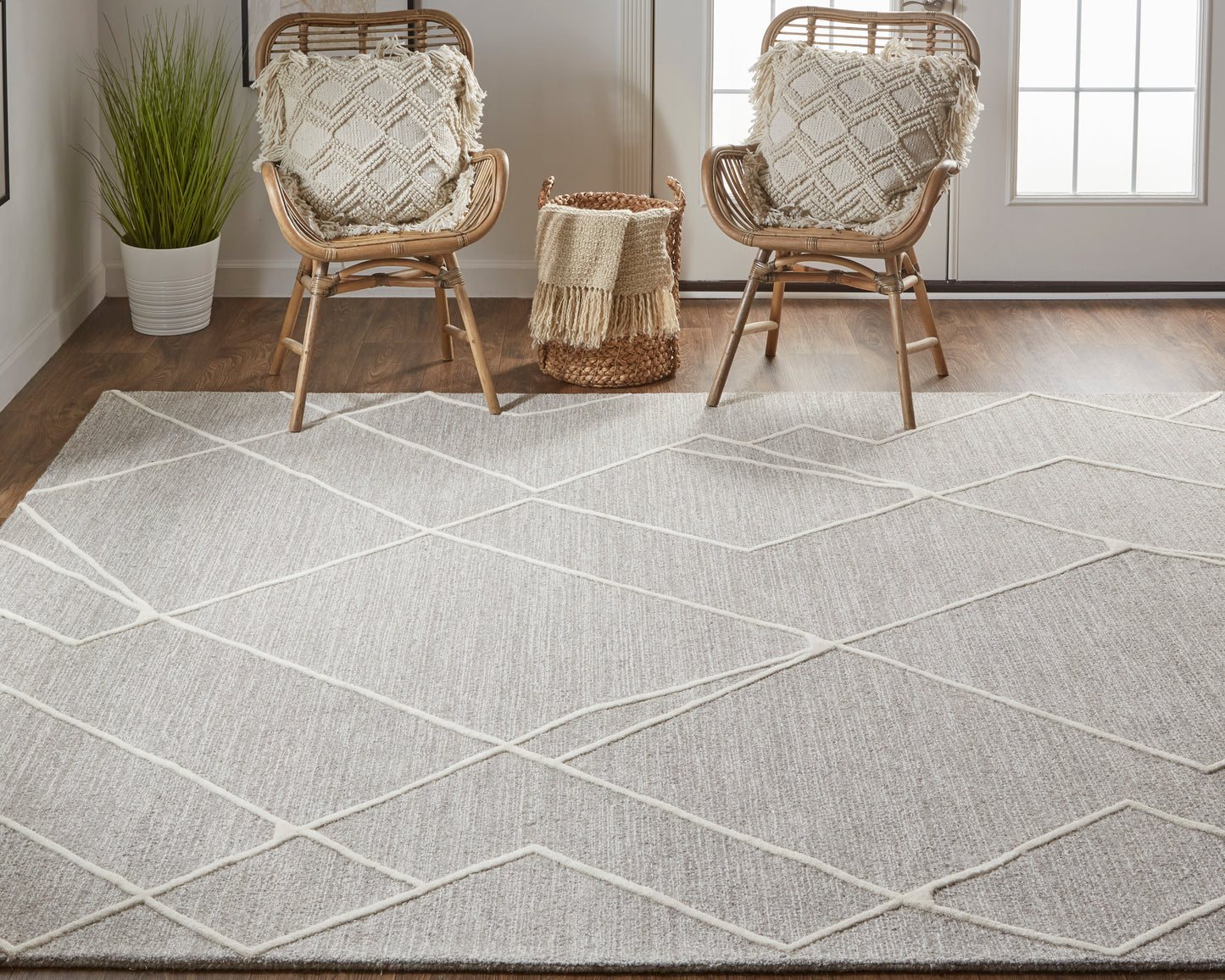 Euclid Transitional/Industrial/Farmhouse Taupe/Ivory/Gray Accent Rug  Feizy Rugs Small Parcel,Feizy Rugs,Euclid,Taupe/Ivory/Gray,2' x 3',Accent Rug,Wool,Transitional/Industrial/Farmhouse,India