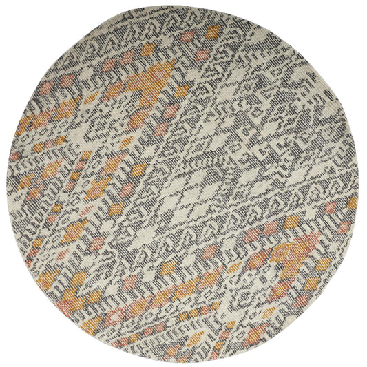 Arazad Transitional/Global/Bohemian & Eclectic Gray/Ivory/Orange Round Rug  Feizy Rugs Small Parcel,Feizy Rugs,Arazad,Gray/Ivory/Orange,8' x 8' Round,Round Rug,Wool/Nylon,Transitional/Global/Bohemian & Eclectic,India