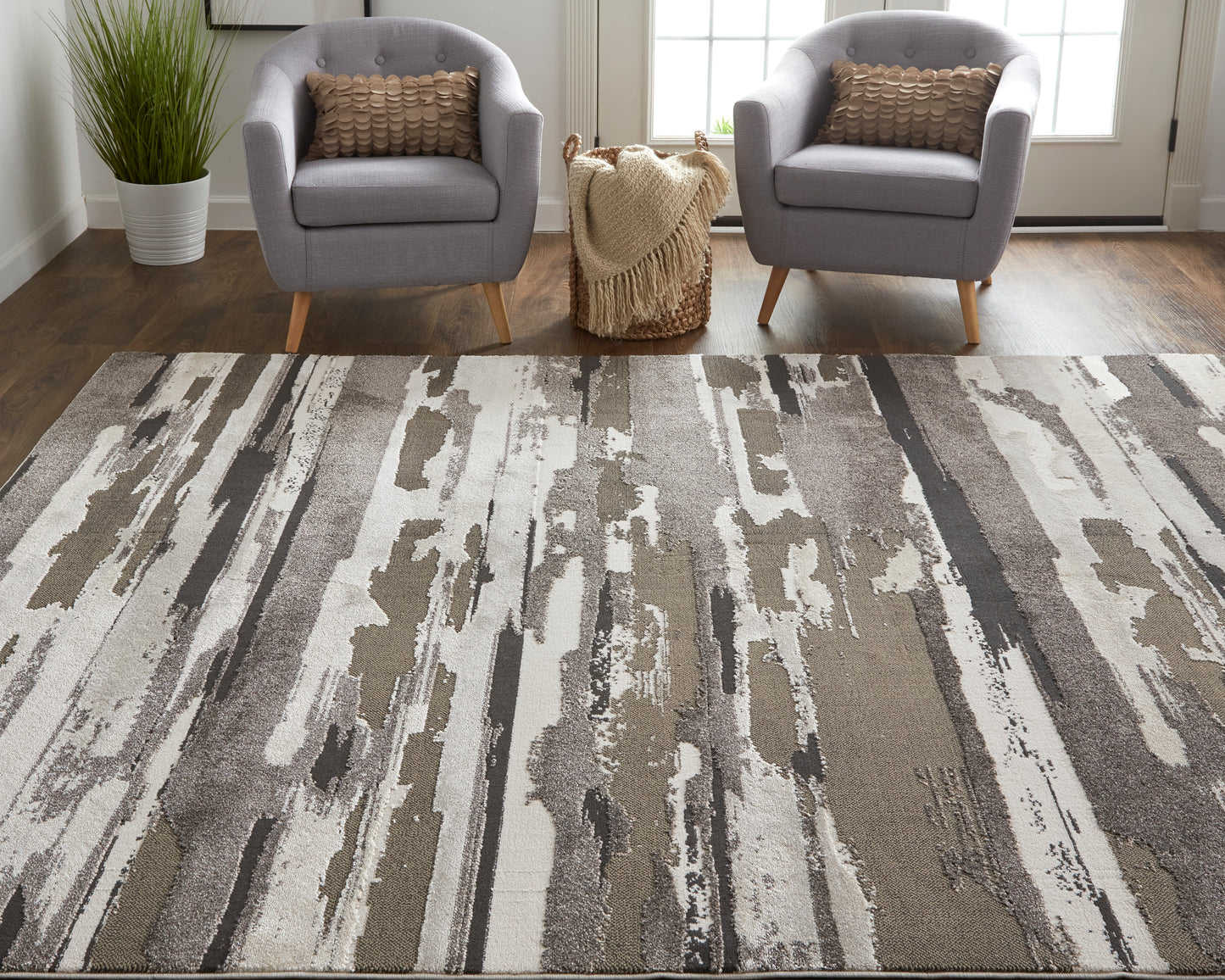 Vancouver Modern/Industrial Brown/Ivory Runner  Feizy Rugs Small Parcel,Feizy Rugs,Vancouver,Brown/Ivory,2'10" x 7'10",Runner,Polypropylene/Polyester,Modern/Industrial,Turkey