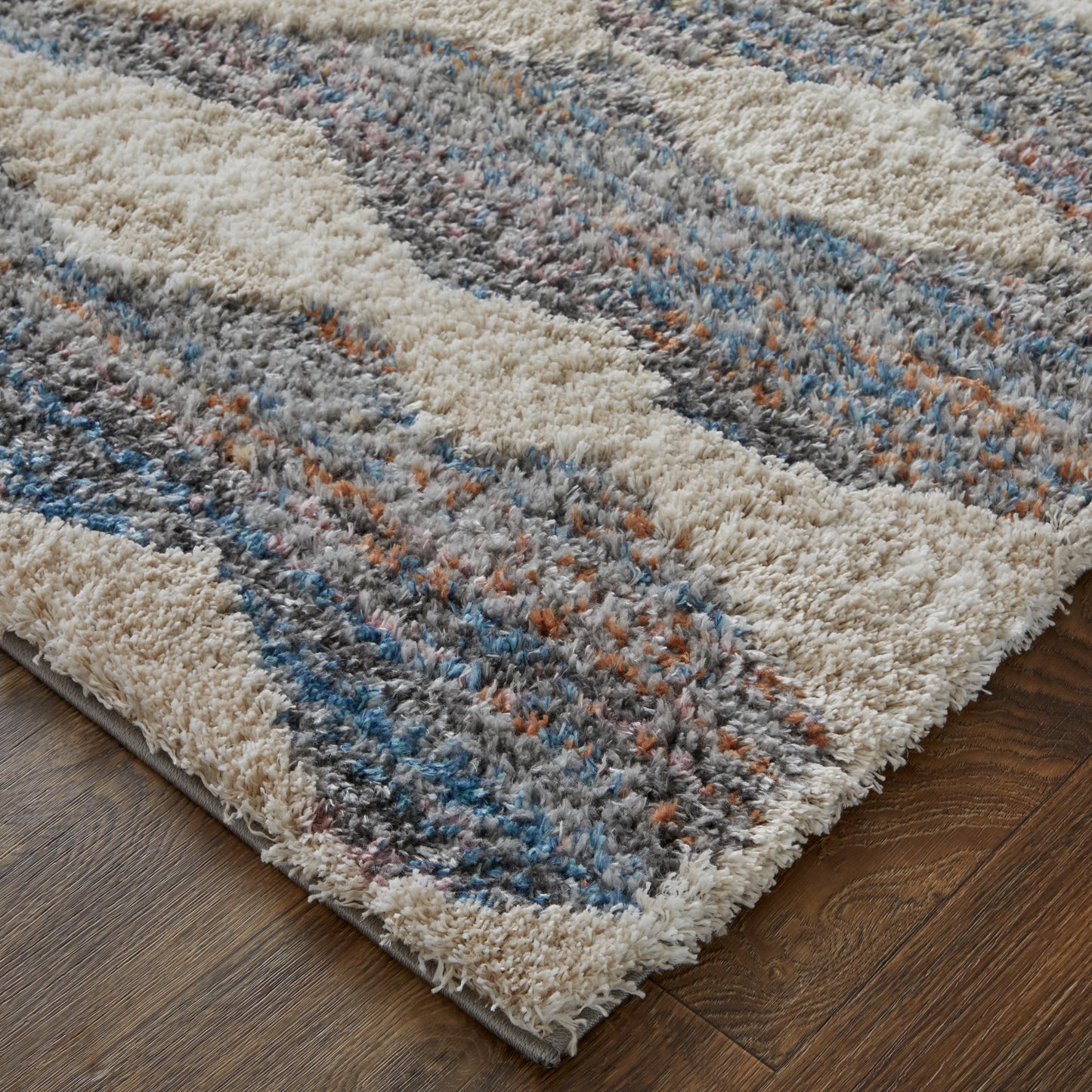 Mynka Transitional/Bohemian & Eclectic/Casual Tan/Ivory/Blue Runner  Feizy Rugs Small Parcel,Feizy Rugs,Mynka,Tan/Ivory/Blue,2'6" x 8',Runner,Polyester,Transitional/Bohemian & Eclectic/Casual,Turkey