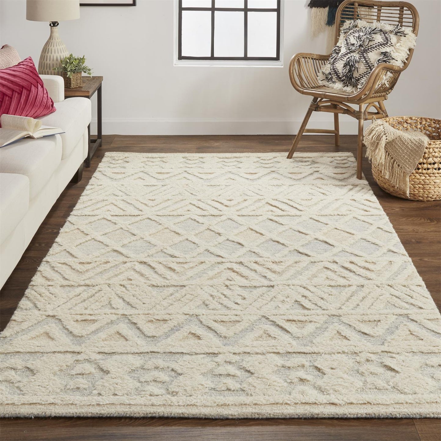 Anica Traditional/Moroccan/Natural Ivory/Blue/Tan Area Rug