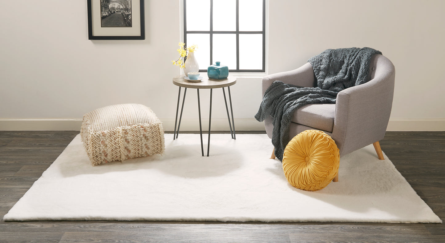 Luxe Velour Modern/Casual/Rustic White Area Rug  Feizy Rugs Small Parcel,Feizy Rugs,Luxe Velour,White,5' x 7',Area Rug,Polyester,Modern/Casual/Rustic,China