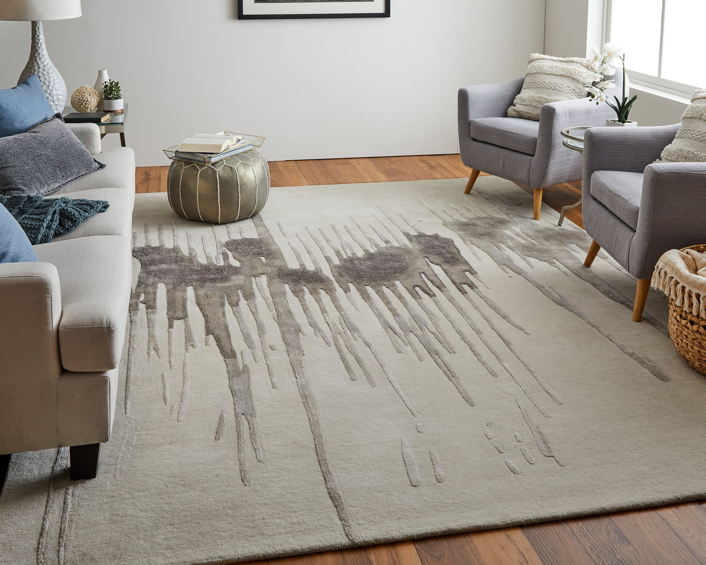 Anya Transitional/Industrial/Casual Ivory/Brown/Taupe Accent Rug