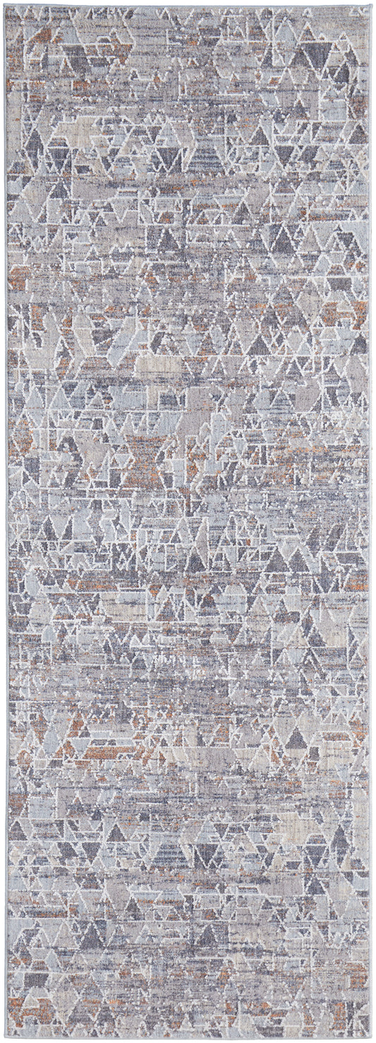 Francisco Transitional/Moroccan/Southwestern Gray/Blue/Orange Runner  Feizy Rugs Small Parcel,Feizy Rugs,Francisco,Gray/Blue/Orange,2'10" x 8',Runner,Polyester/Polypropylene,Transitional/Moroccan/Southwestern,Turkey