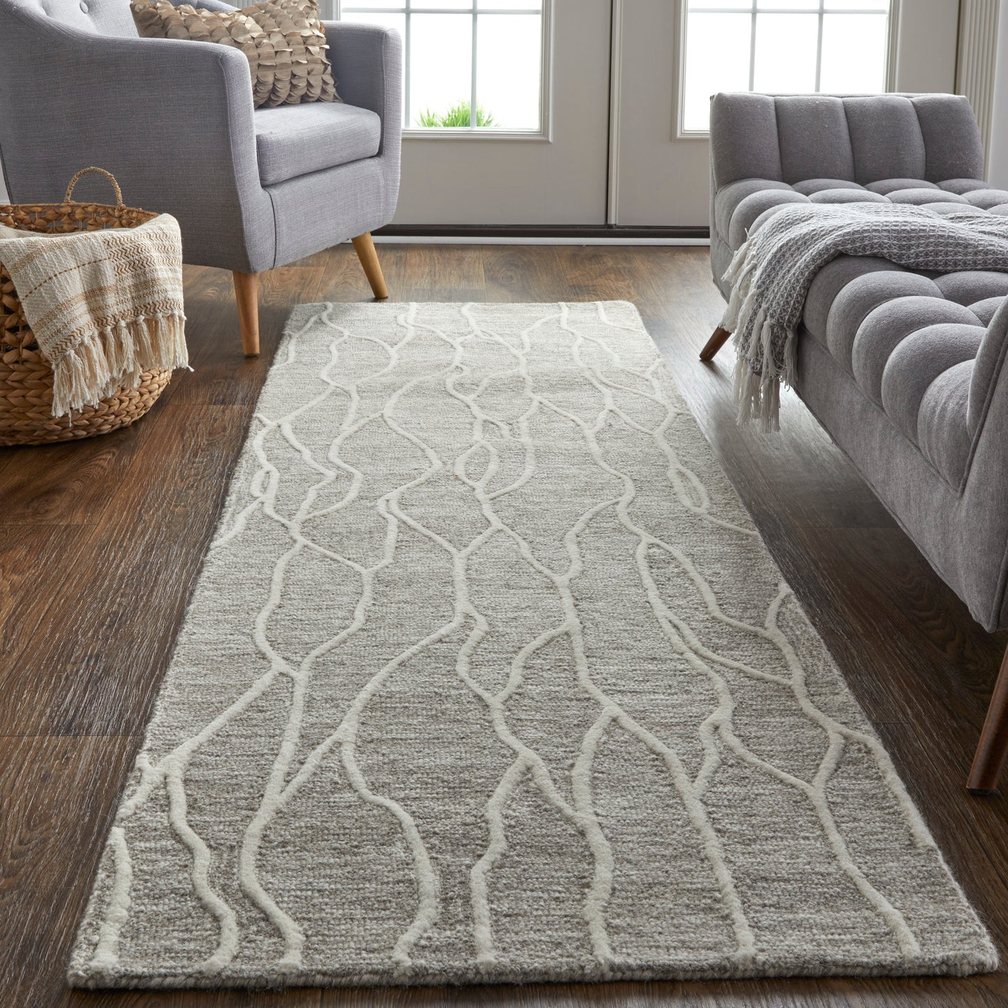 Enzo Transitional/Casual/Natural Taupe/Ivory Runner  Feizy Rugs Small Parcel,Feizy Rugs,Enzo,Taupe/Ivory,2'6" x 8',Runner,Wool,Transitional/Casual/Natural,India