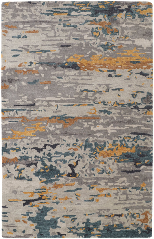 Everley Modern/Casual Gray/Yellow/Blue Area Rug